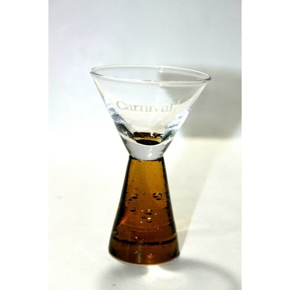 Carnival Cruise Line Cruise Ship Souvenir Bubble Bottom Shot Glass Amber - Picture 1 of 6